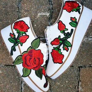 Floral patches hand-made custom Aldo sneakers shoes