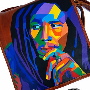 bob marley hand painted leather bag