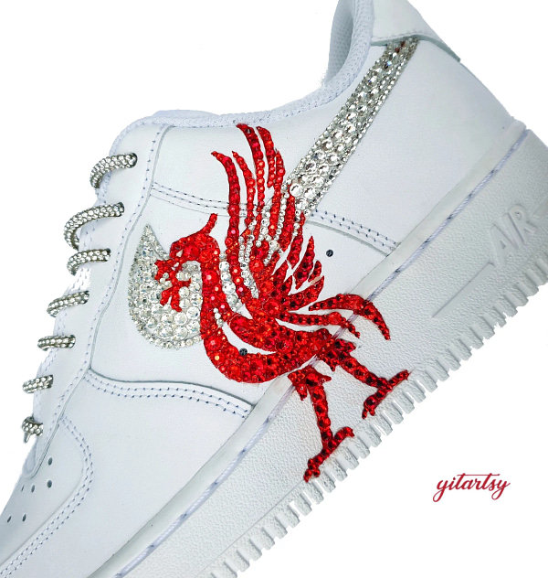 Hand Painted Crystal Liverpool FC Nike AF1 sneakers