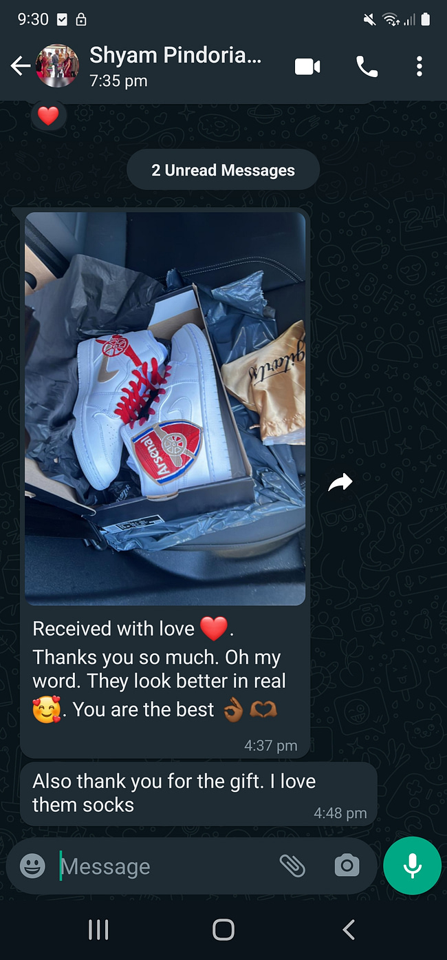Gitartsy review - arsenal sneakers - happy client